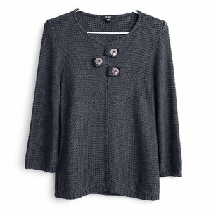 Belamie Knit Sweater Black Grannycore Round Neck Long Sleeves Pullover Cottage